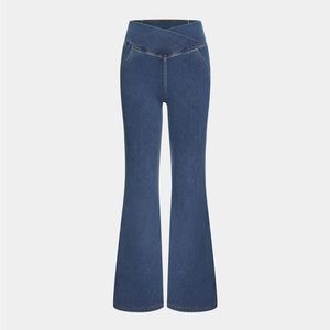 HalaraMagic High Waisted Crossover Stretchy Knit Casual Flare Jeans